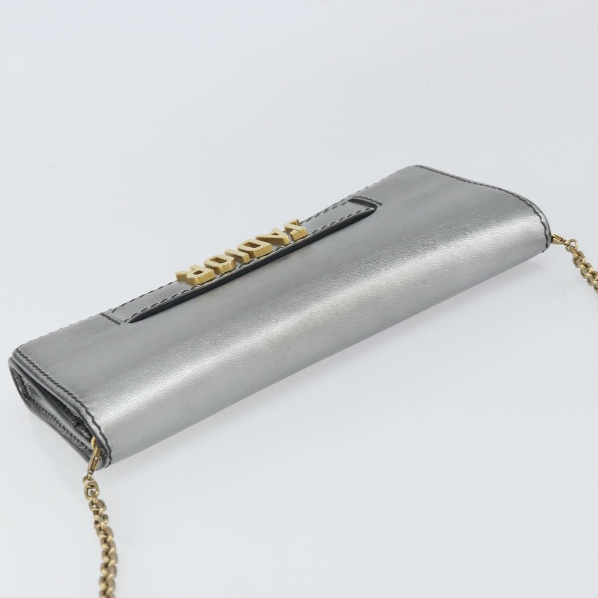 Christian Dior J'adior Croisiere Chain Leather Silver Leather Clutche & Pouche Bag (Pre-Owned)