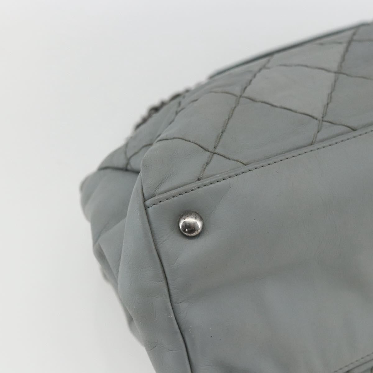 Chanel Just Mademoiselle Quilted Leather Gray Leather Shoulder Bag Bag (Pre-Owned)