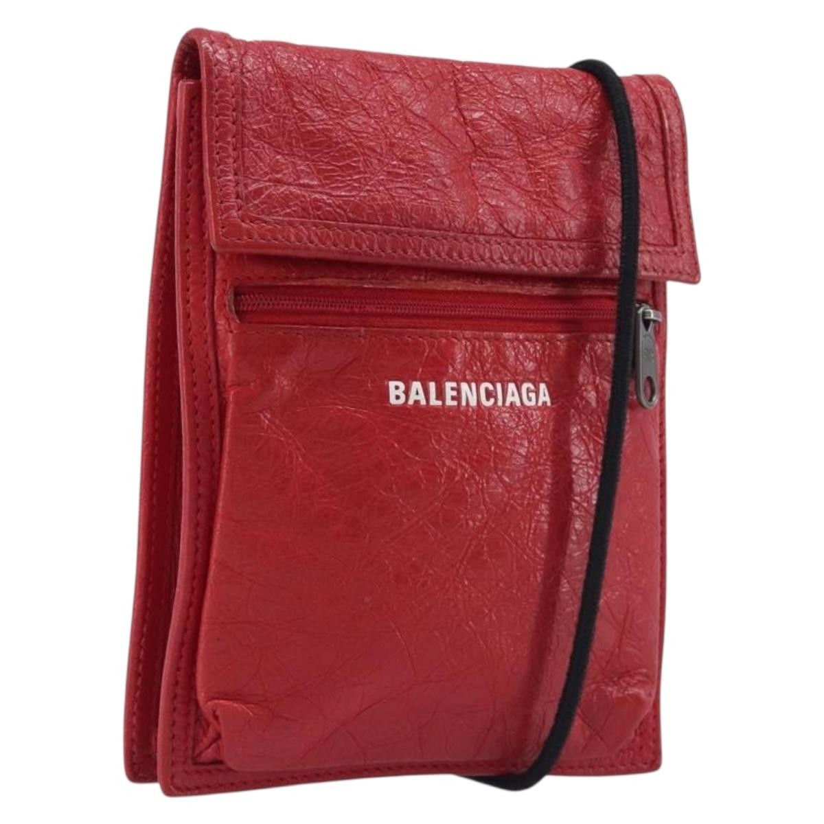 Balenciaga Explorer Leather Red Leather Crossbody Bag Bag (Pre-Owned)