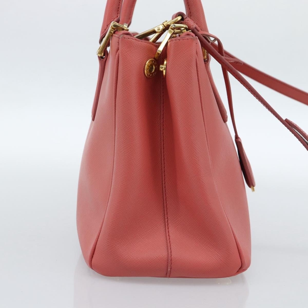 Prada Galleria Double Zip Saffiano Leather Pink Leather Tote Bag Bag (Pre-Owned)