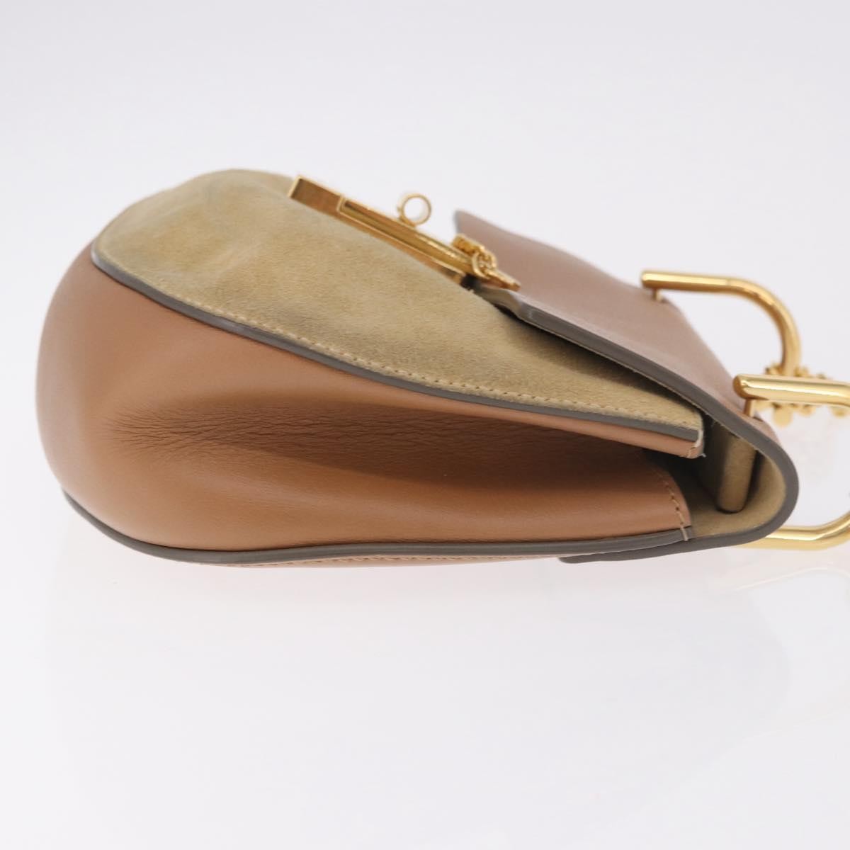Chloe Drew Shoulder Leather Beige Suede Handbag (Pre-Owned)
