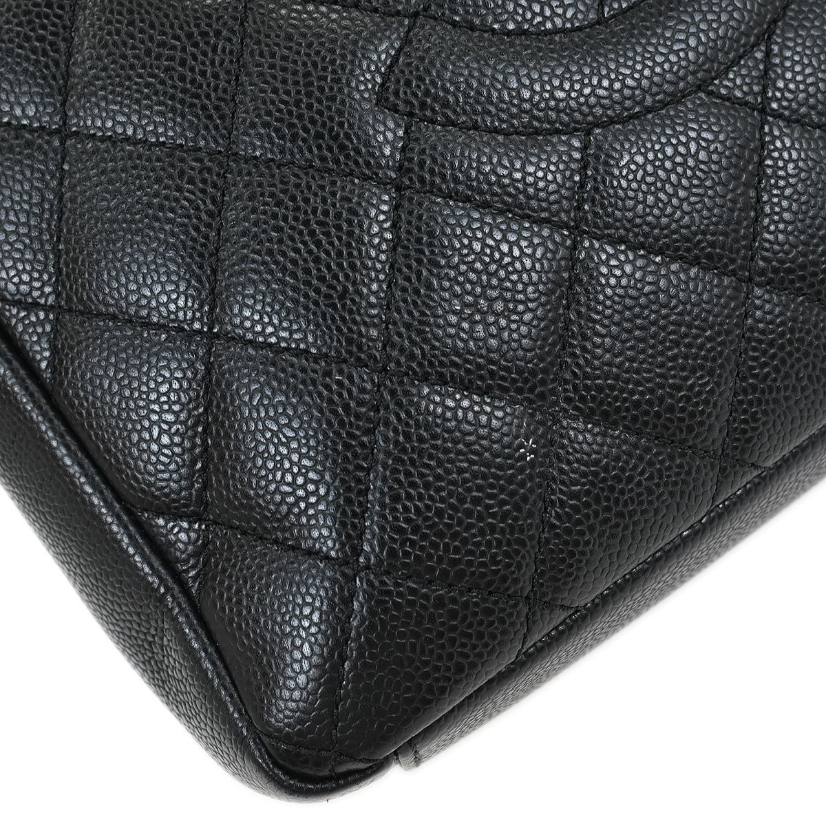 Chanel Petite Shopping Tote Quilted Caviar Black Leather Tote Bag Bag (Pre-Owned)