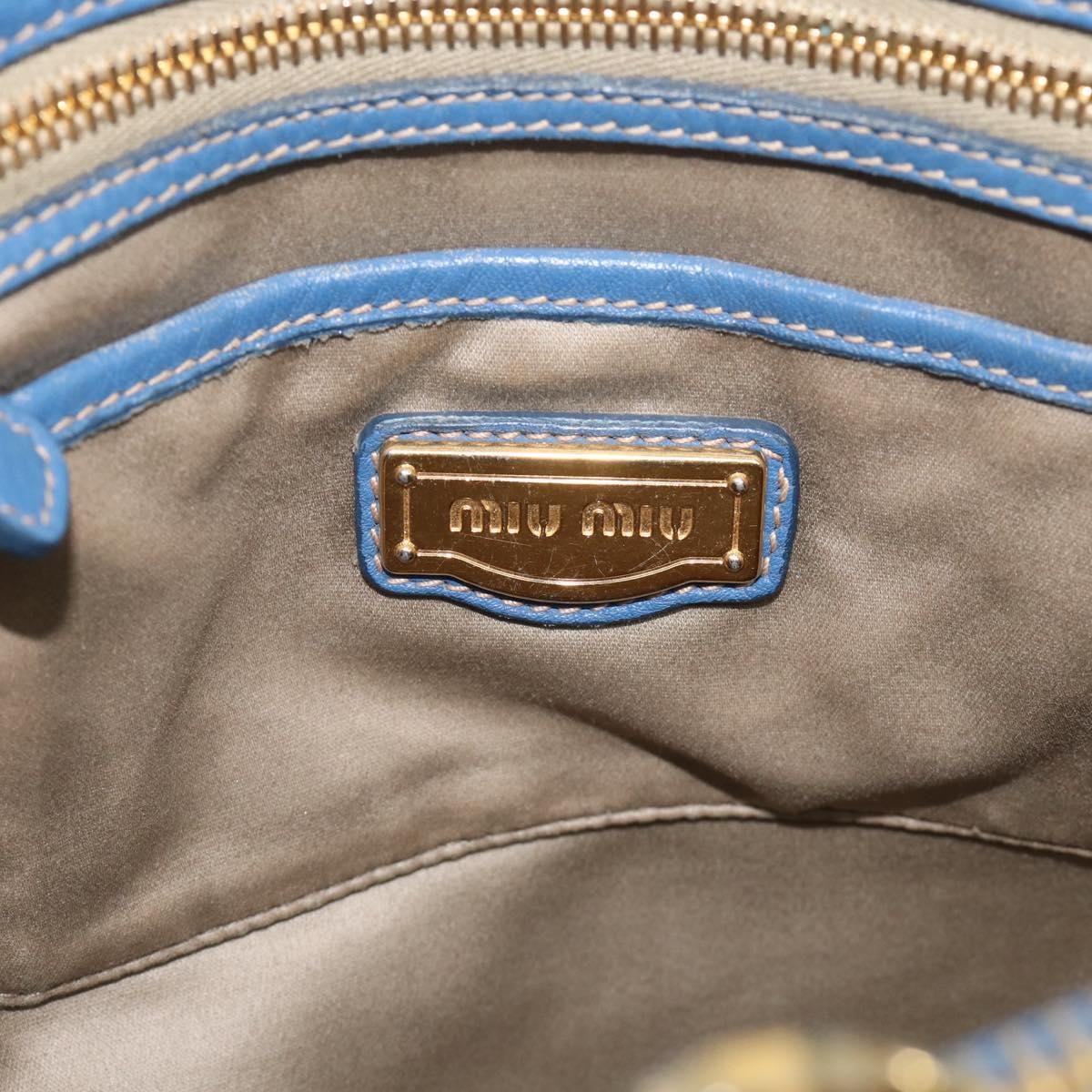 Miu Miu Beau Top Handle Leather Blue Leather Handbag (Pre-Owned)