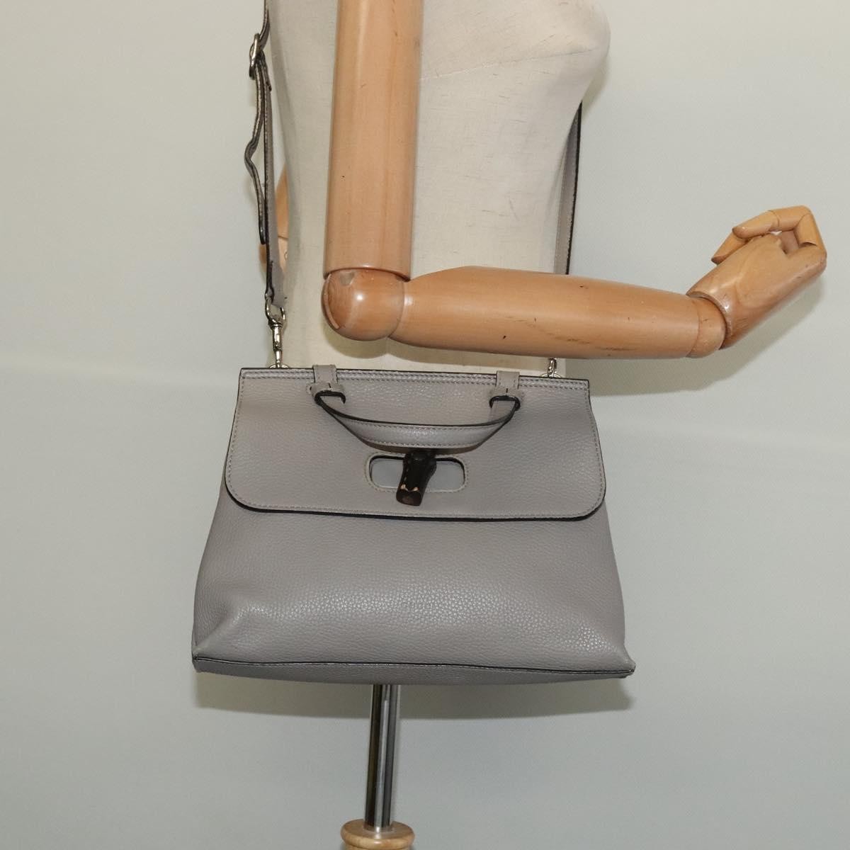 Gucci Bamboo Daily Top Handle Leather Gray Leather Shoulder Bag Bag (Pre-Owned)