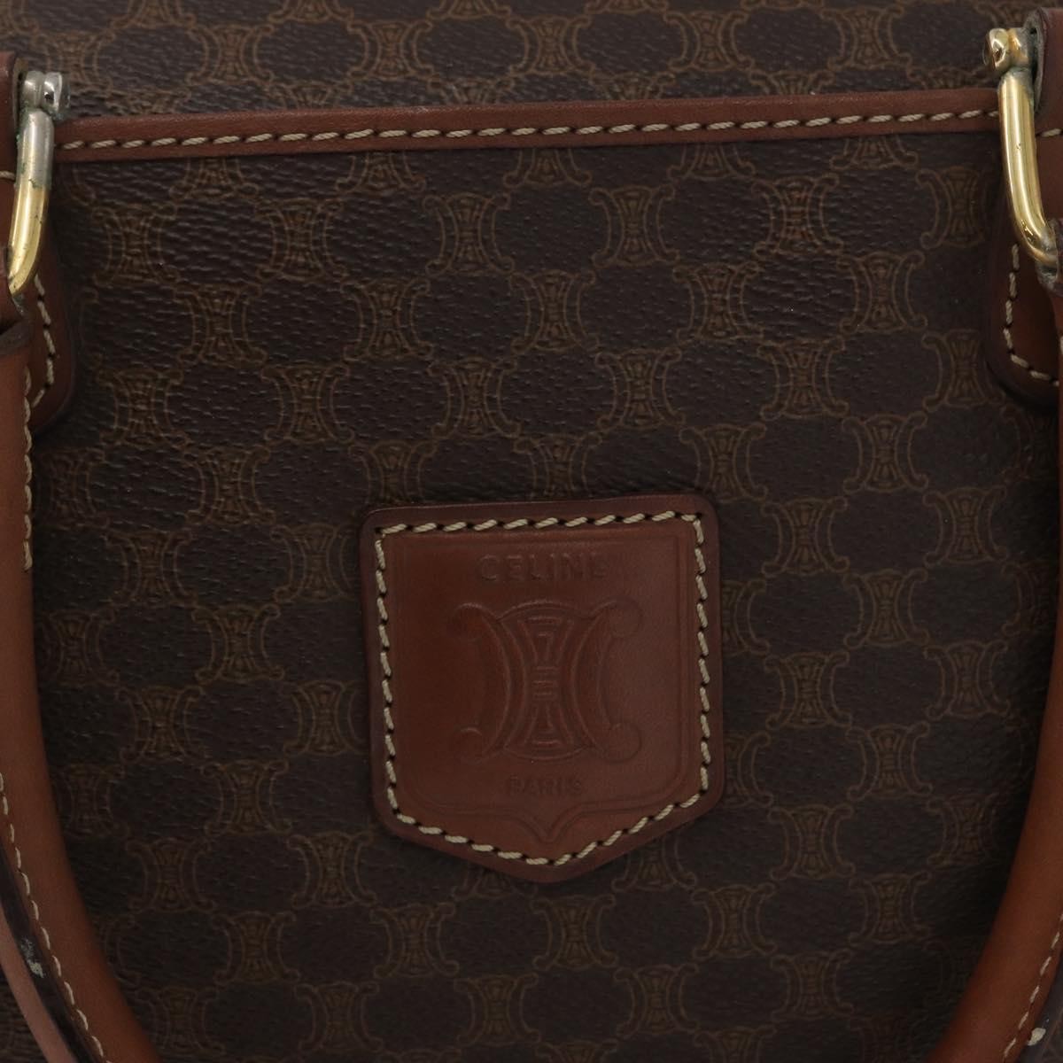 Celine Vintage Macadam Canvas And Leather Brown Canvas Handbag (Pre-Owned)