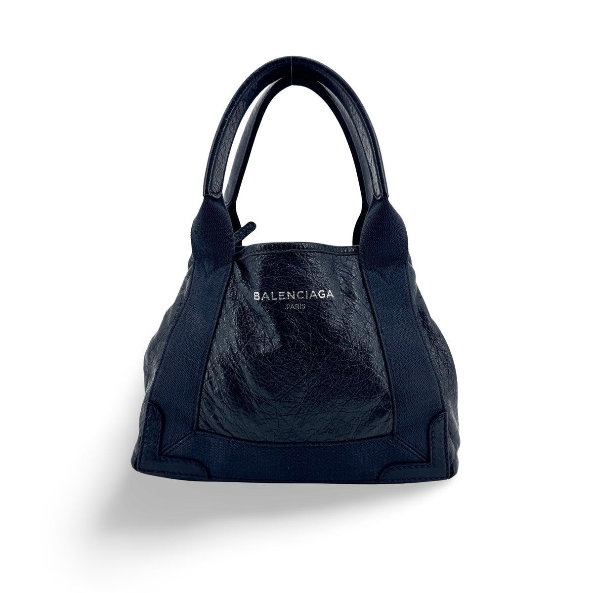 Balenciaga Navy Cabas Leather Black Leather Tote Bag Bag (Pre-Owned)