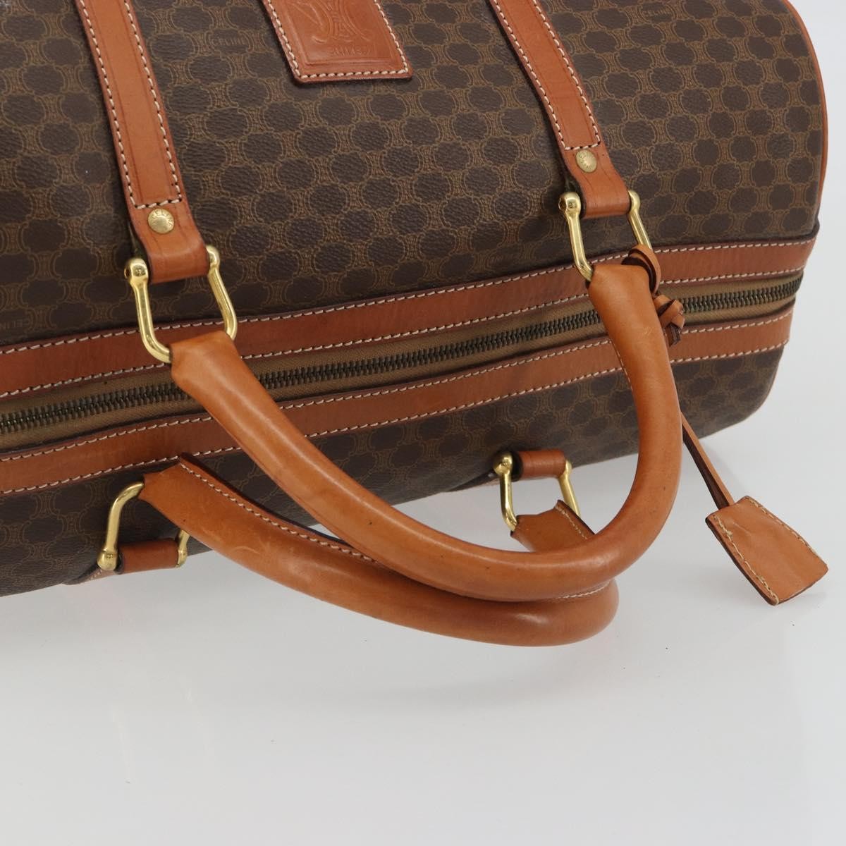 Celine Vintage Duffle Macadam Coated Canvas Brown Canvas Handbag (Pre-Owned)