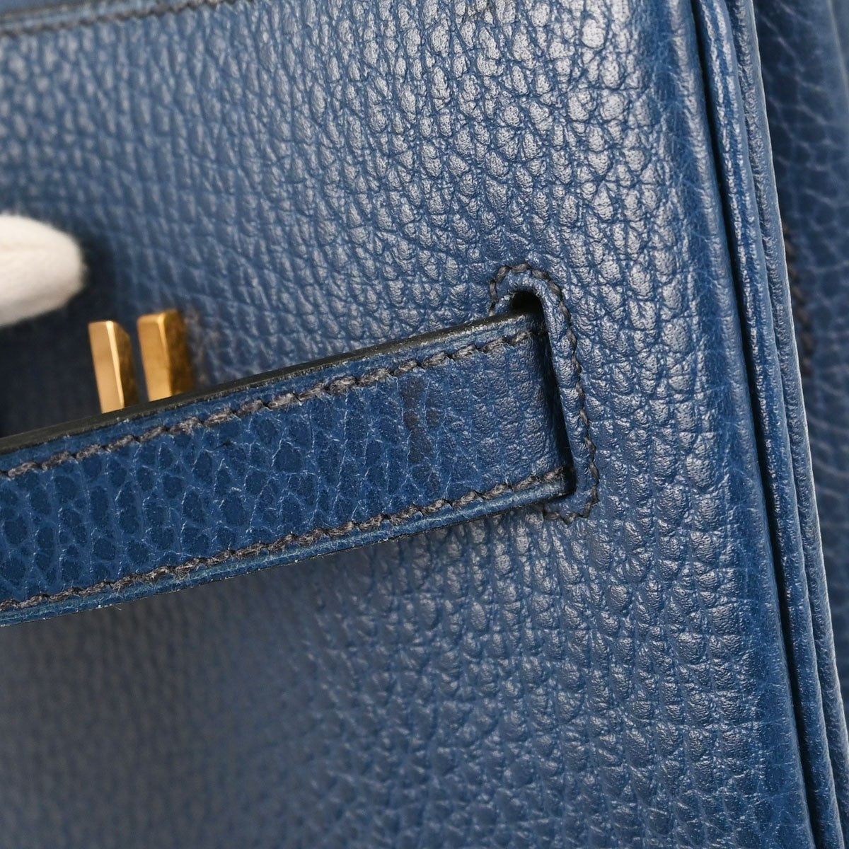 Hermes Birkin Blue Ardennes With Gold Hardware Blue Leather Handbag (Pre-Owned)
