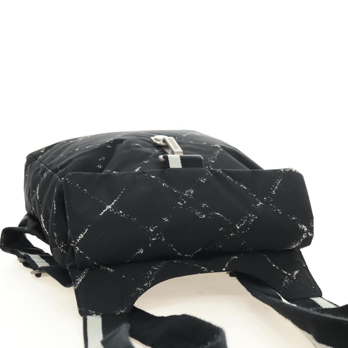 Chanel Travel Line Lock Printed Nylon Black Nylon Backpack Bag (Pre-Owned)