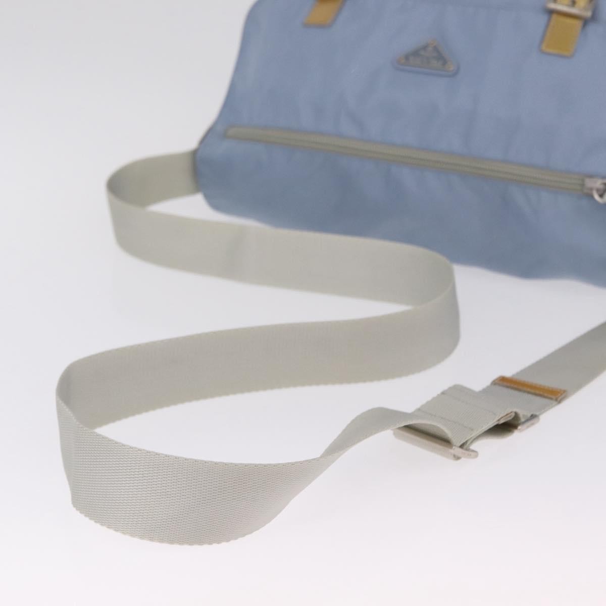 Prada Double Buckle Flap Messenger Re-Nylon Blue Nylon Handbag (Pre-Owned)