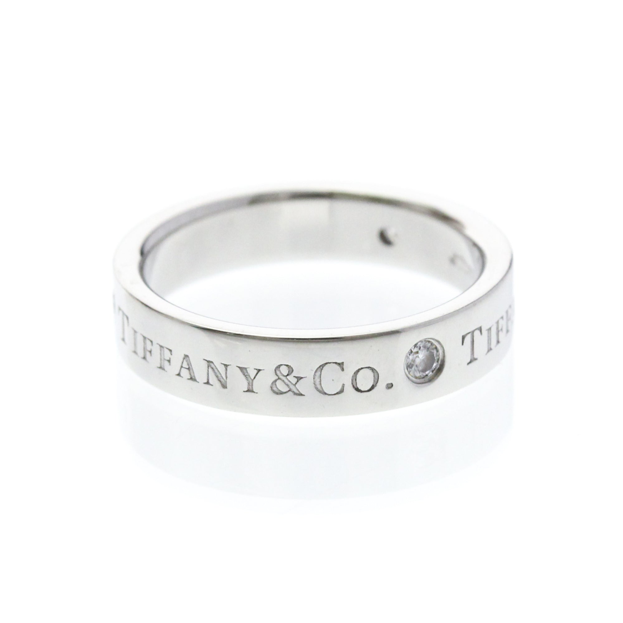 Tiffany & Co. Classic Wedding Band 3 Diamonds Platinum And Diamonds Silver Platinum Ring Jewelry (Pre-Owned)