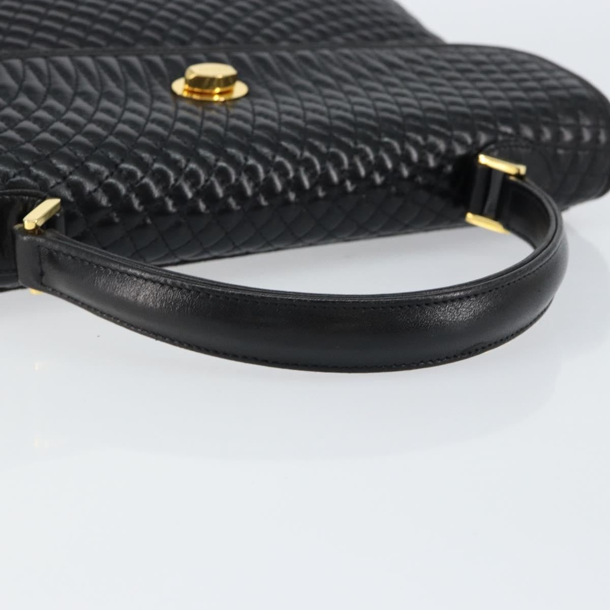 Bally Vintage Quilted Leather Black Leather Handbag (Pre-Owned)