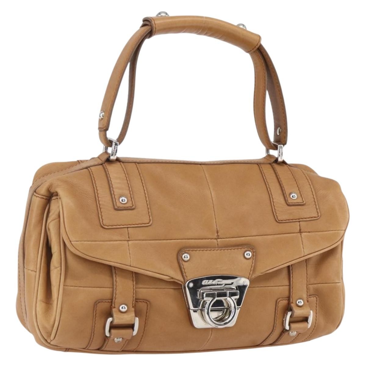 Salvatore Ferragamo Gancini Leather Brown Leather Shoulder Bag Bag (Pre-Owned)