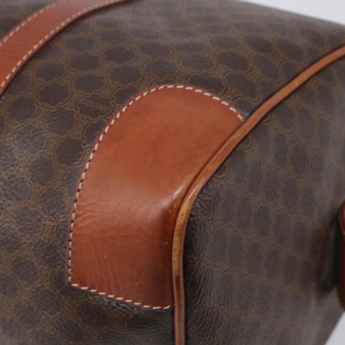 Celine Vintage Duffle Macadam Coated Canvas Brown Pvc Handbag (Pre-Owned)