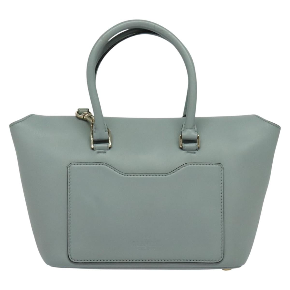 Valentino Garavani Demilune Flap Satchel Leather Blue Leather Bag (Pre-Owned)