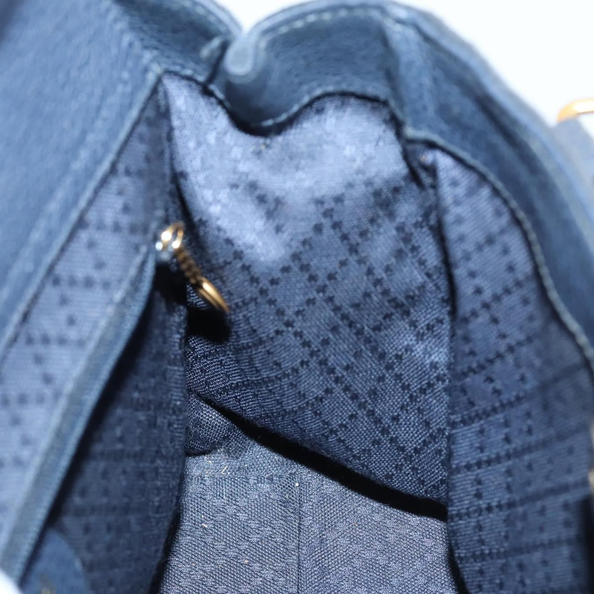 Gucci Vintage Bamboo Handle Suede Navy Suede Handbag (Pre-Owned)