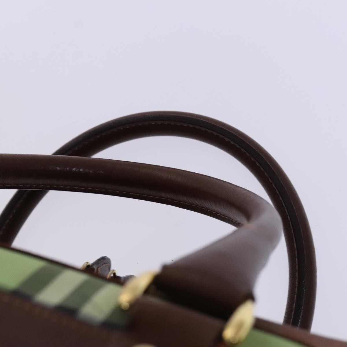 Burberry Nova Check Boston Canvas Brown Leather Handbag (Pre-Owned)