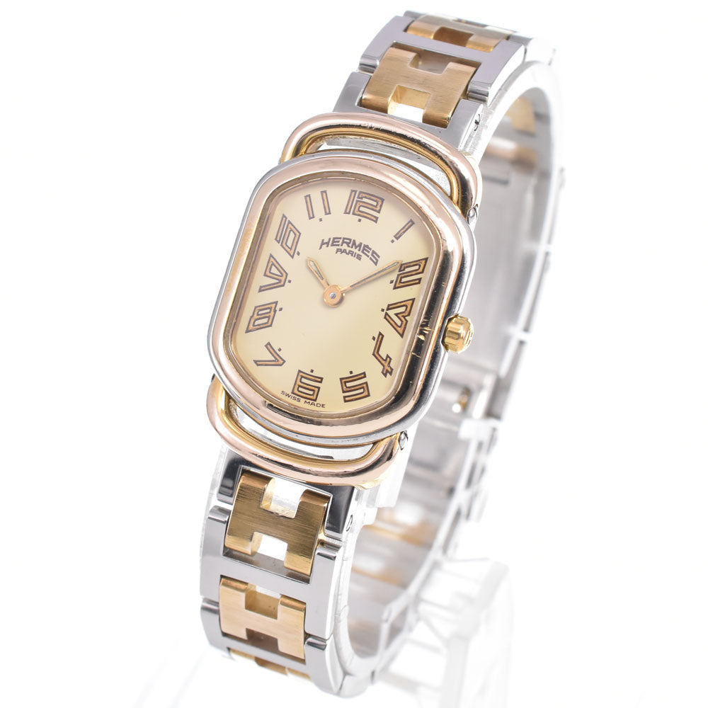 Hermes Rallye Quartz Stainless Steel And Plated Metal Watch (Pre-Owned)
