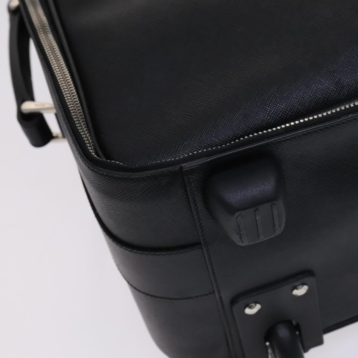 Prada Expandable Front Zip Boston Tessuto Black Leather Travel Bag Bag (Pre-Owned)