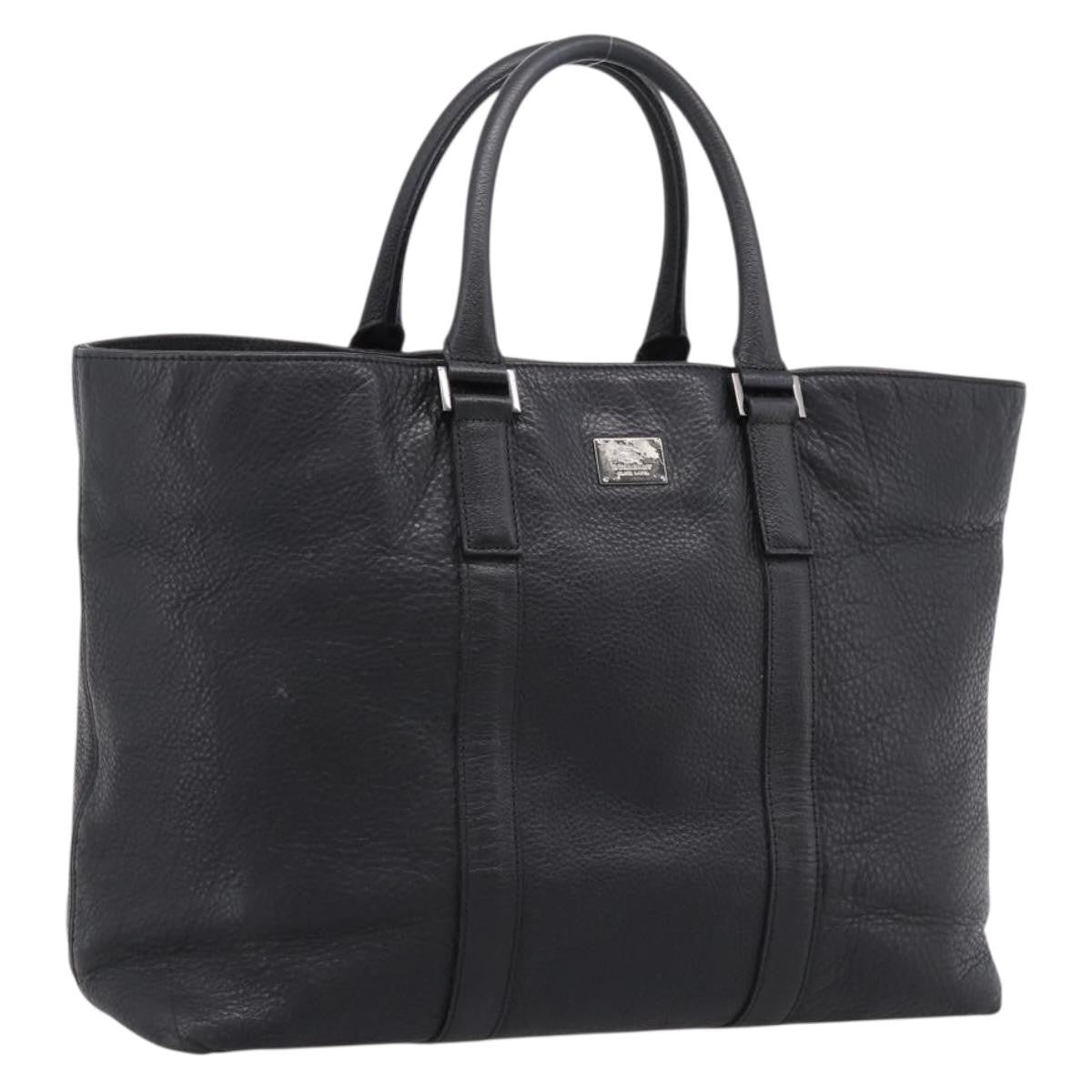Burberry Black Label Leather Black Leather Tote Bag Bag (Pre-Owned)