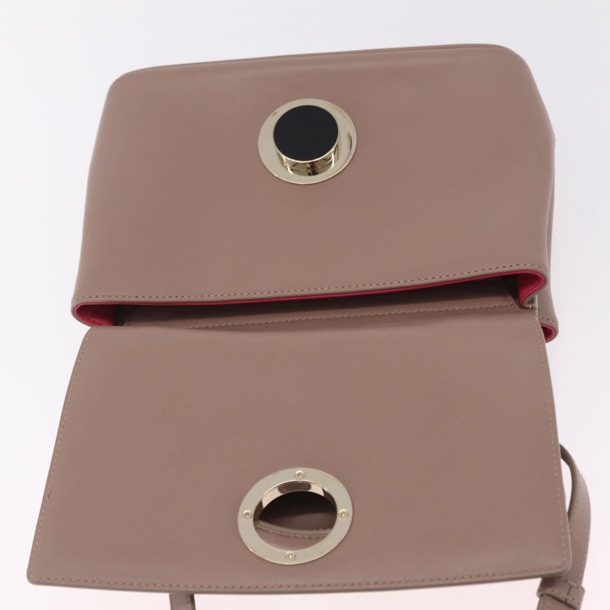 Bvlgari Signature Top Handle Leather Beige Leather Handbag (Pre-Owned)