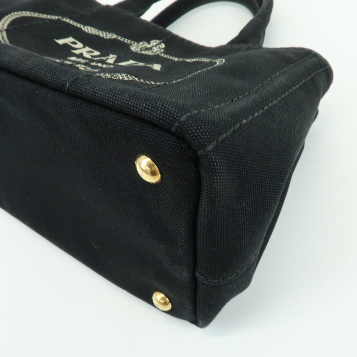Prada Canapa Canvas Black Canvas Tote Bag Bag (Pre-Owned)
