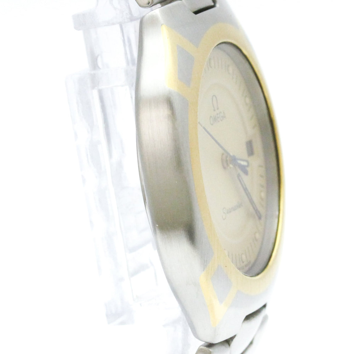 Omega Seamaster Polaris Day-Date Quartz Stainless Steel And Yellow Gold (18K) Watch (Pre-Owned)