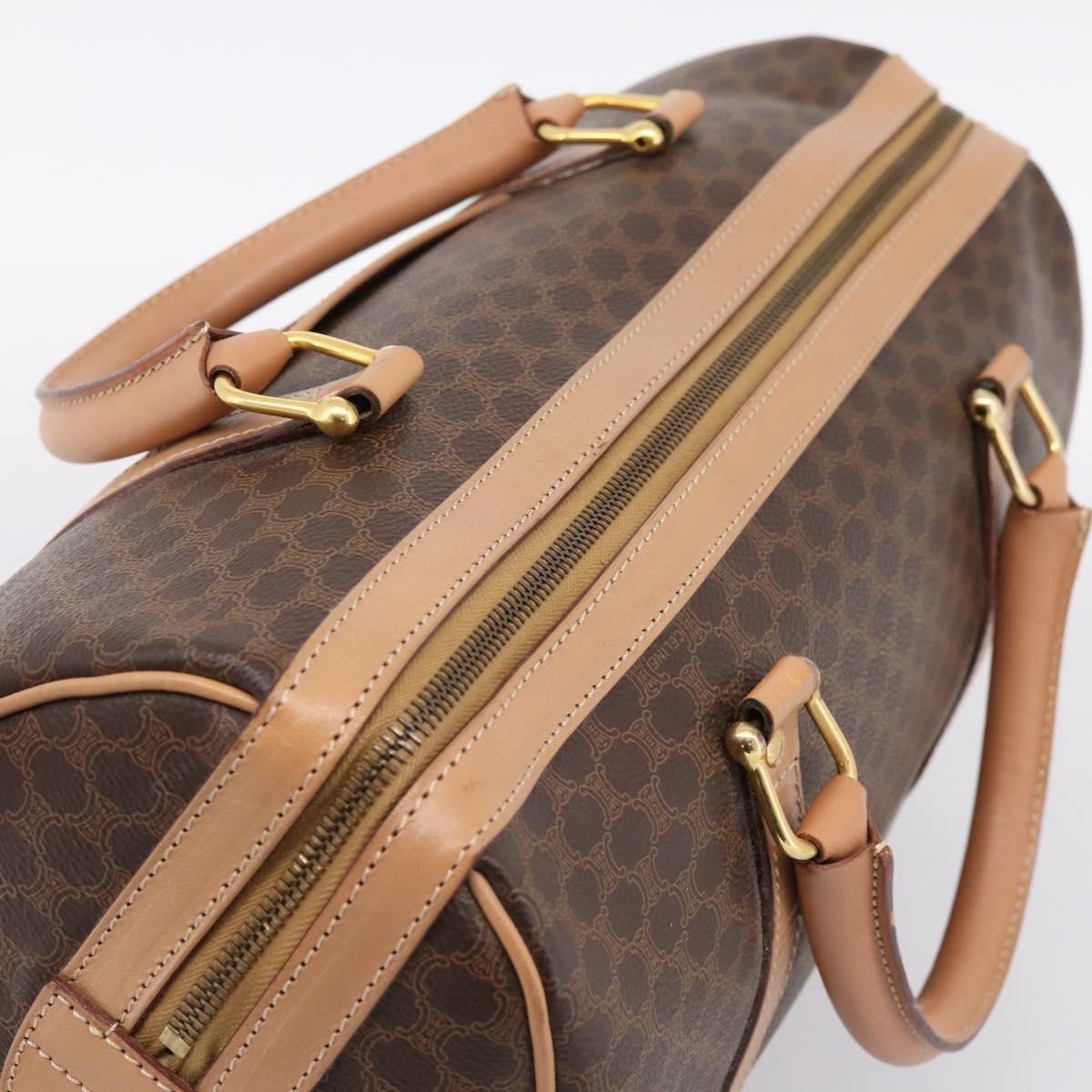 Celine Vintage Boston Macadam Coated Canvas Brown Pvc Handbag (Pre-Owned)