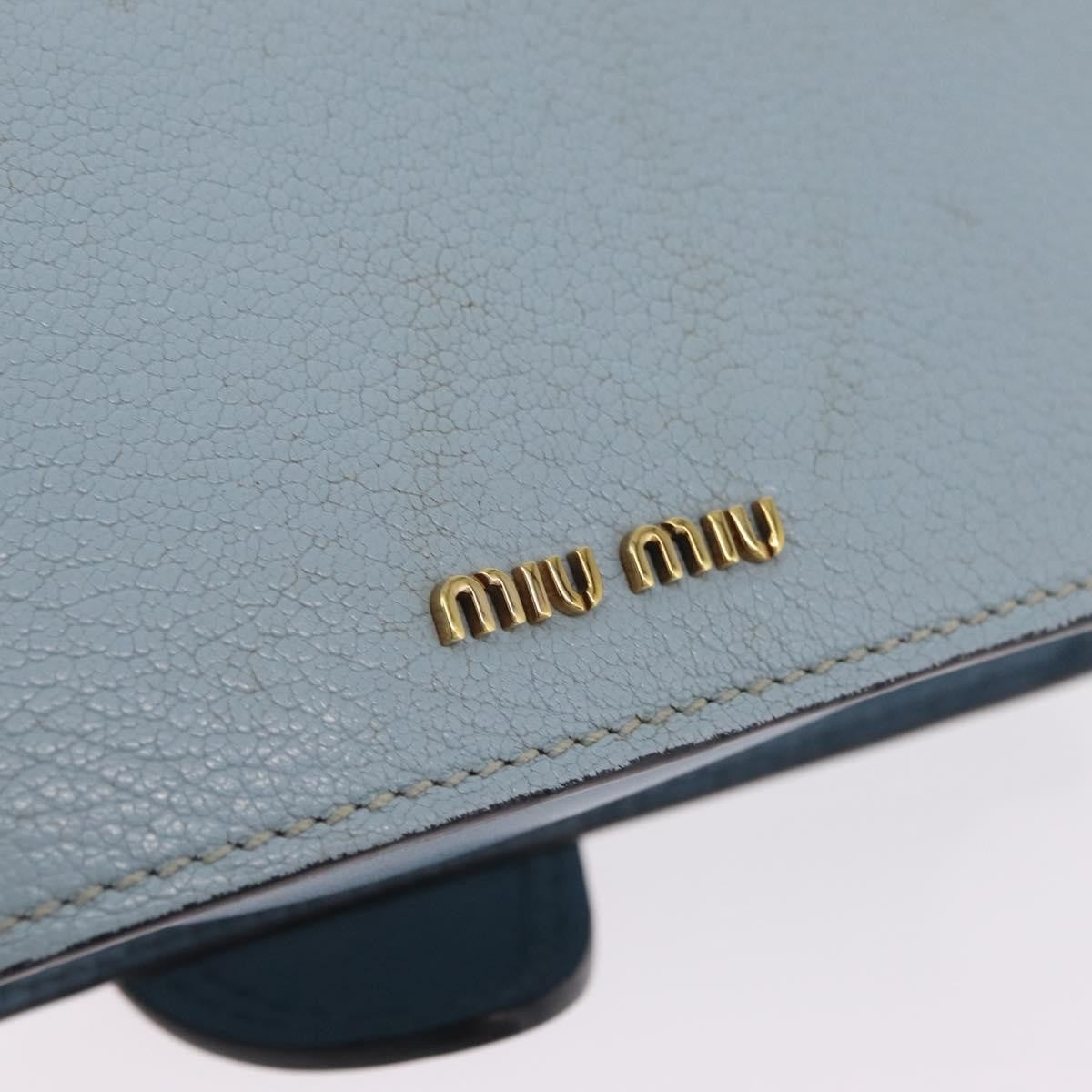 Miu Miu Madras Crystal Buckle Leather Blue Leather Shoulder Bag Bag (Pre-Owned)