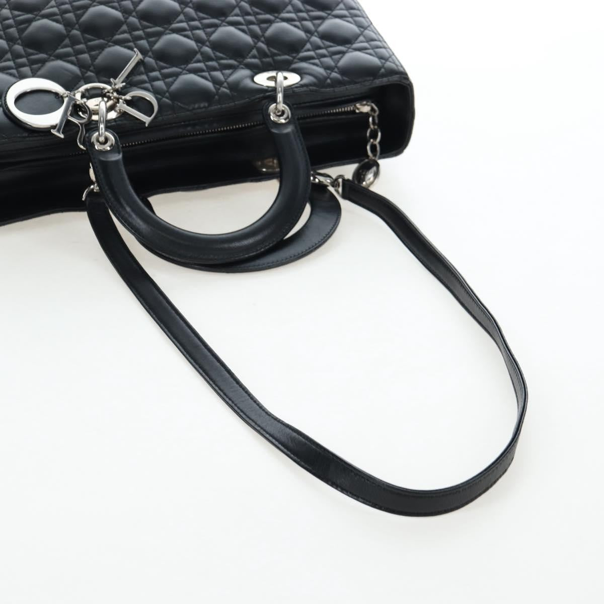 Christian Dior Lady Dior Lambskin Black Leather Handbag (Pre-Owned)