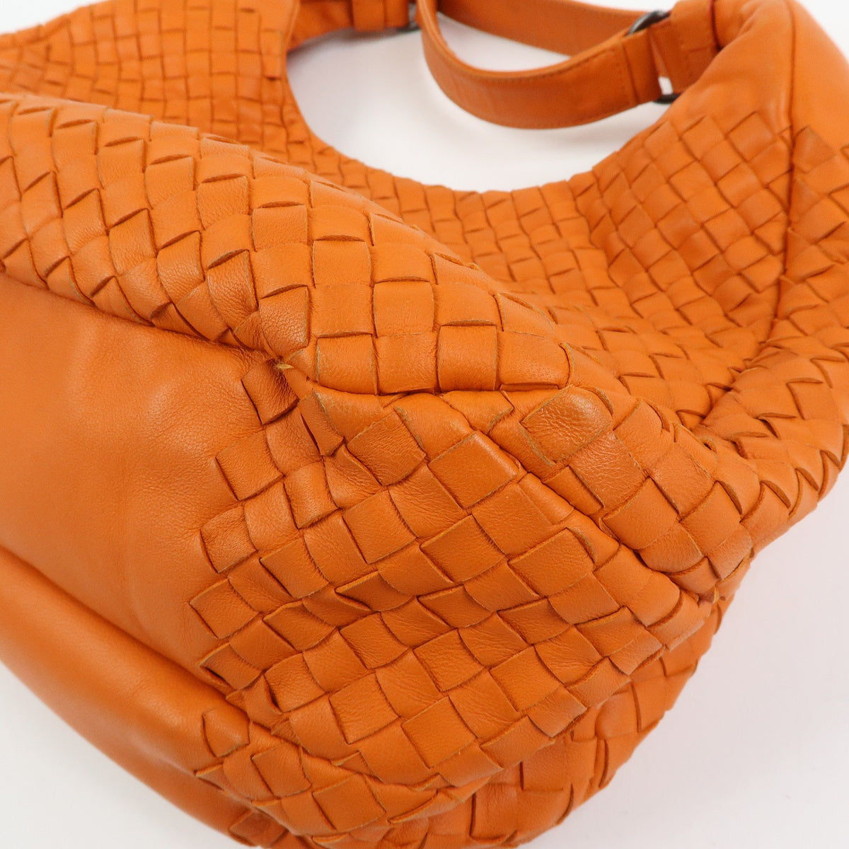 Bottega Veneta Campana Hobo Intrecciato Nappa Orange Leather Shoulder Bag Bag (Pre-Owned)
