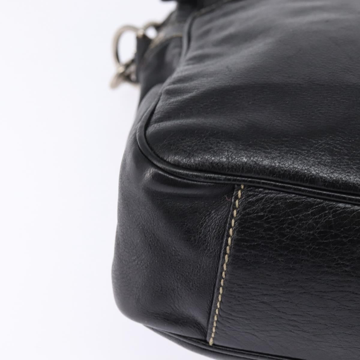 Gucci Front Zip Messenger Leather Black Leather Shoulder Bag Bag (Pre-Owned)