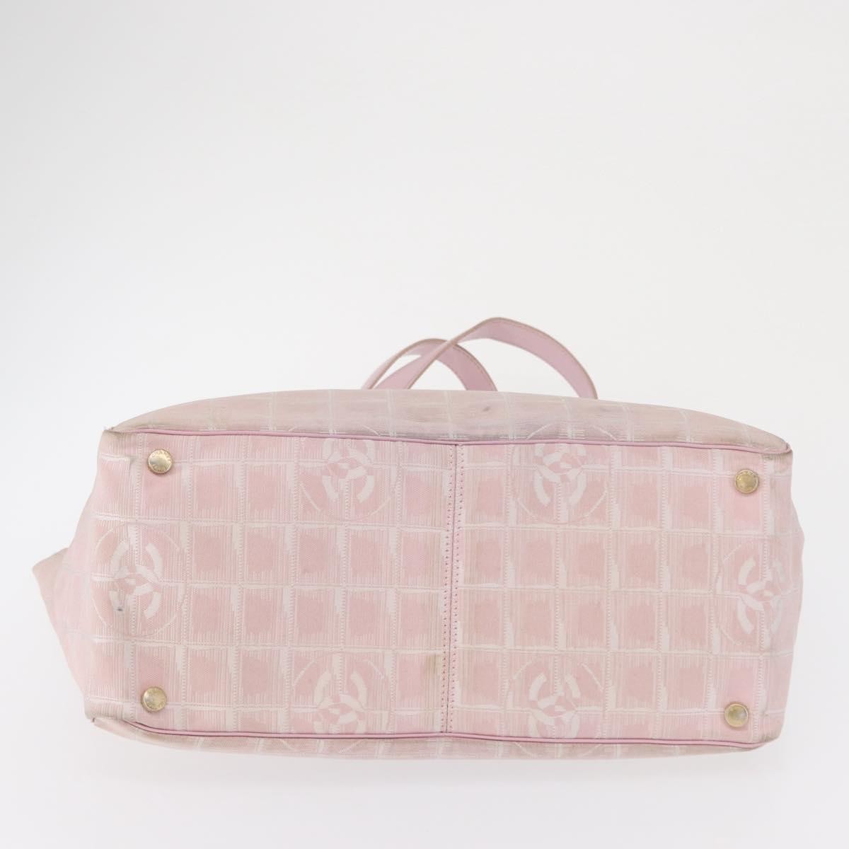 Chanel Travel Line Tote Nylon Pink Nylon Tote Bag Bag (Pre-Owned)
