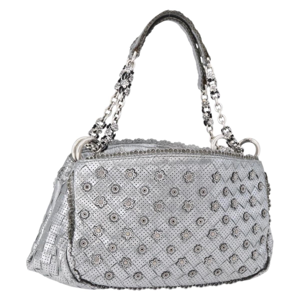 Bottega Veneta Intrecciato Shoulder Leather Silver Leather Shoulder Bag Bag (Pre-Owned)