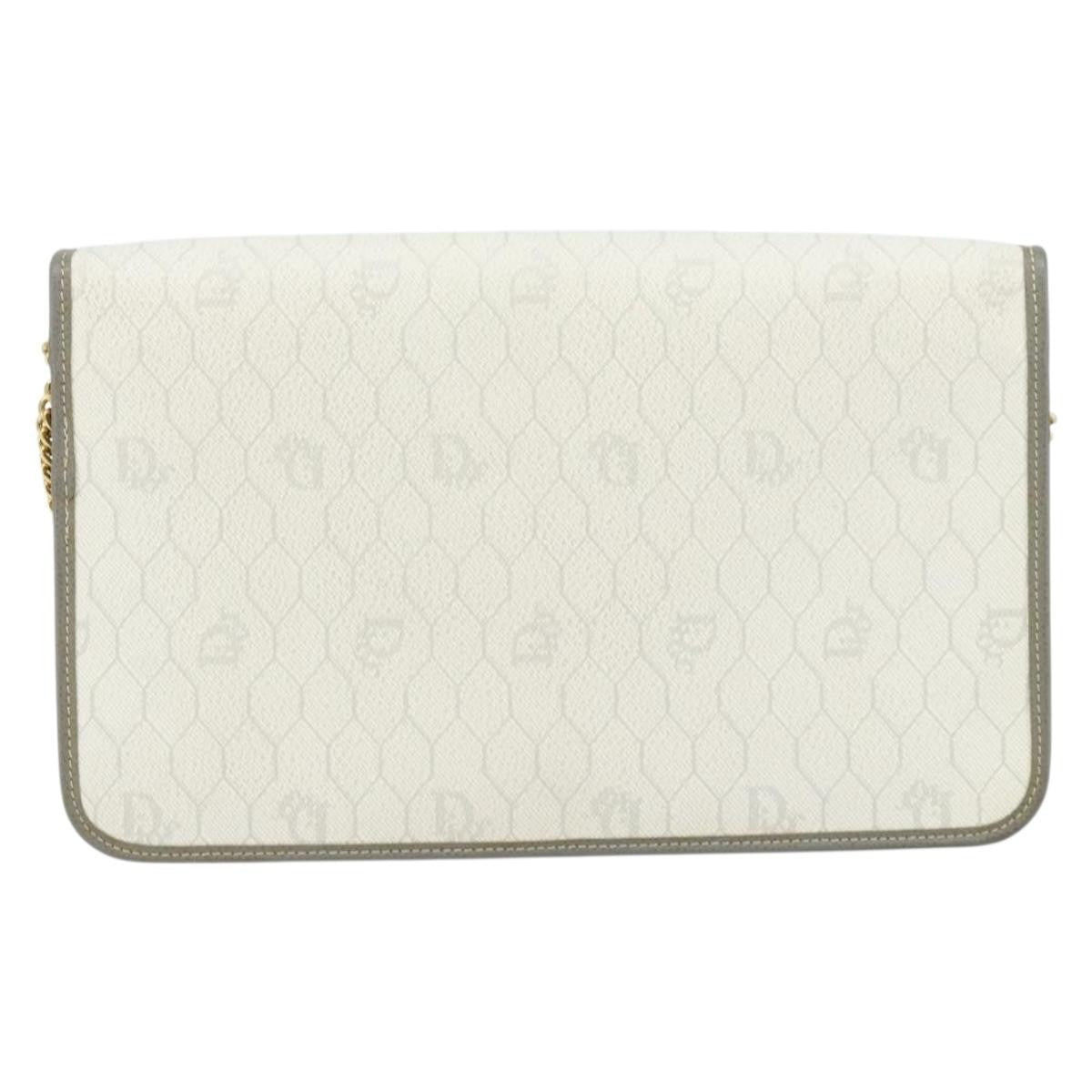 Christian Dior Vintage Honeycomb Zip Coated Canvas White Canvas Clutche & Pouche Bag (Pre-Owned)