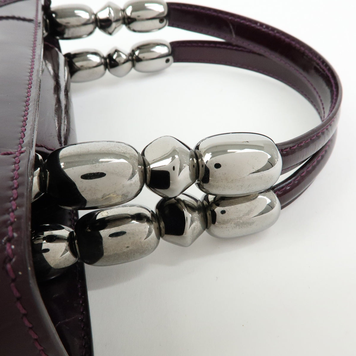 Christian Dior Handbag Leather Purple Patent_Leather Handbag (Pre-Owned)