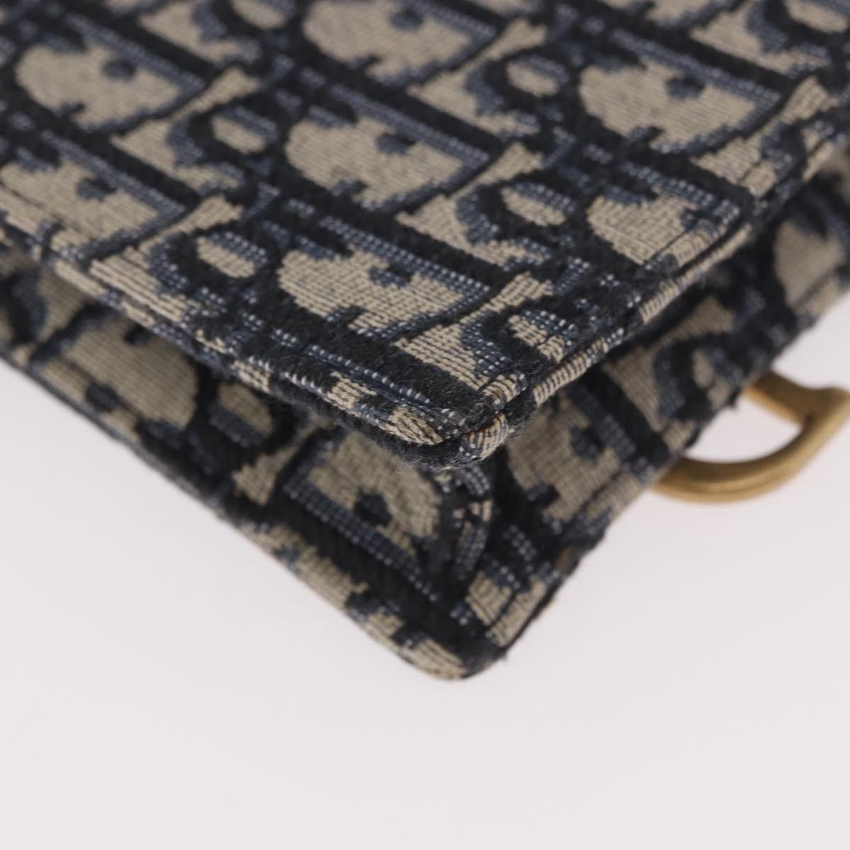Christian Dior Vertical Saddle Chain Oblique Canvas Navy Canvas Clutche & Pouche Bag (Pre-Owned)