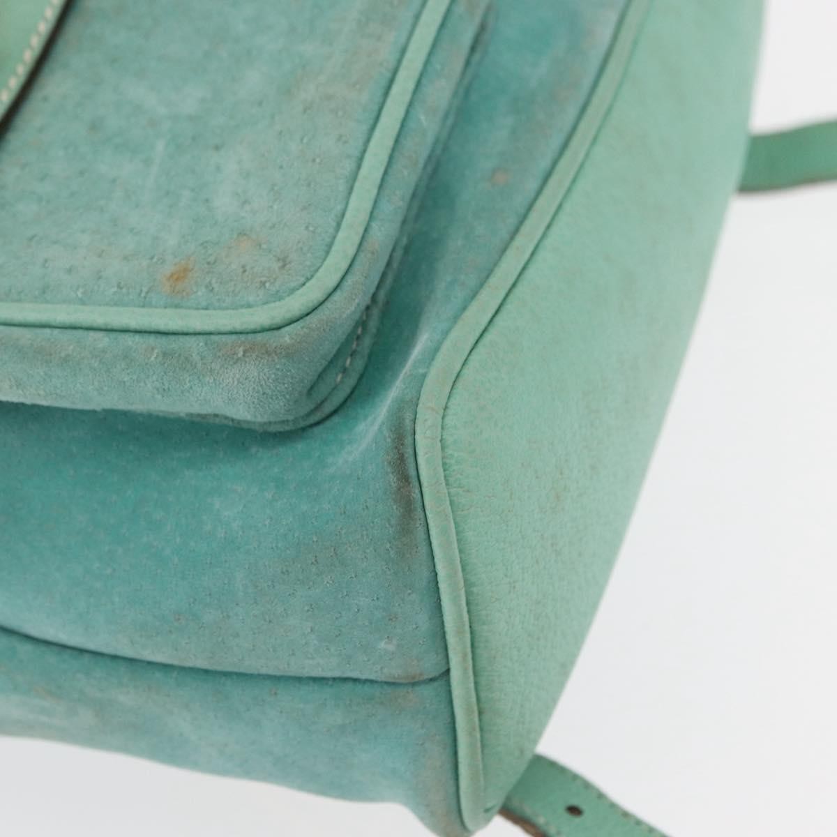 Gucci Vintage Bamboo Suede Green Suede Backpack Bag (Pre-Owned)