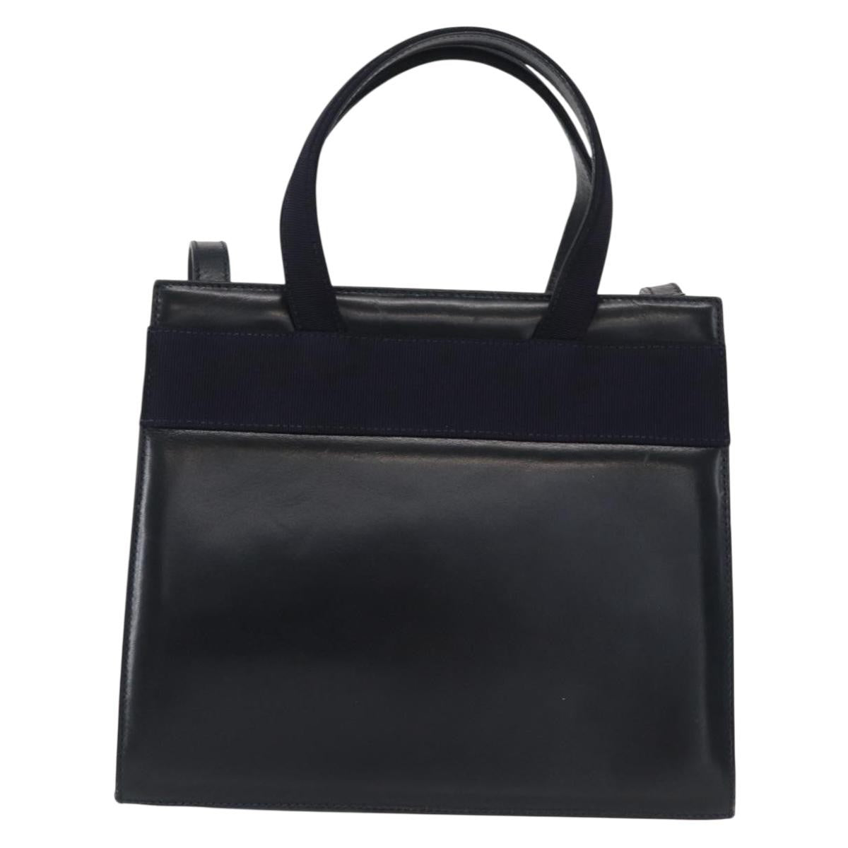 Salvatore Ferragamo Convertible Vara Bow Leather Navy Leather Handbag (Pre-Owned)
