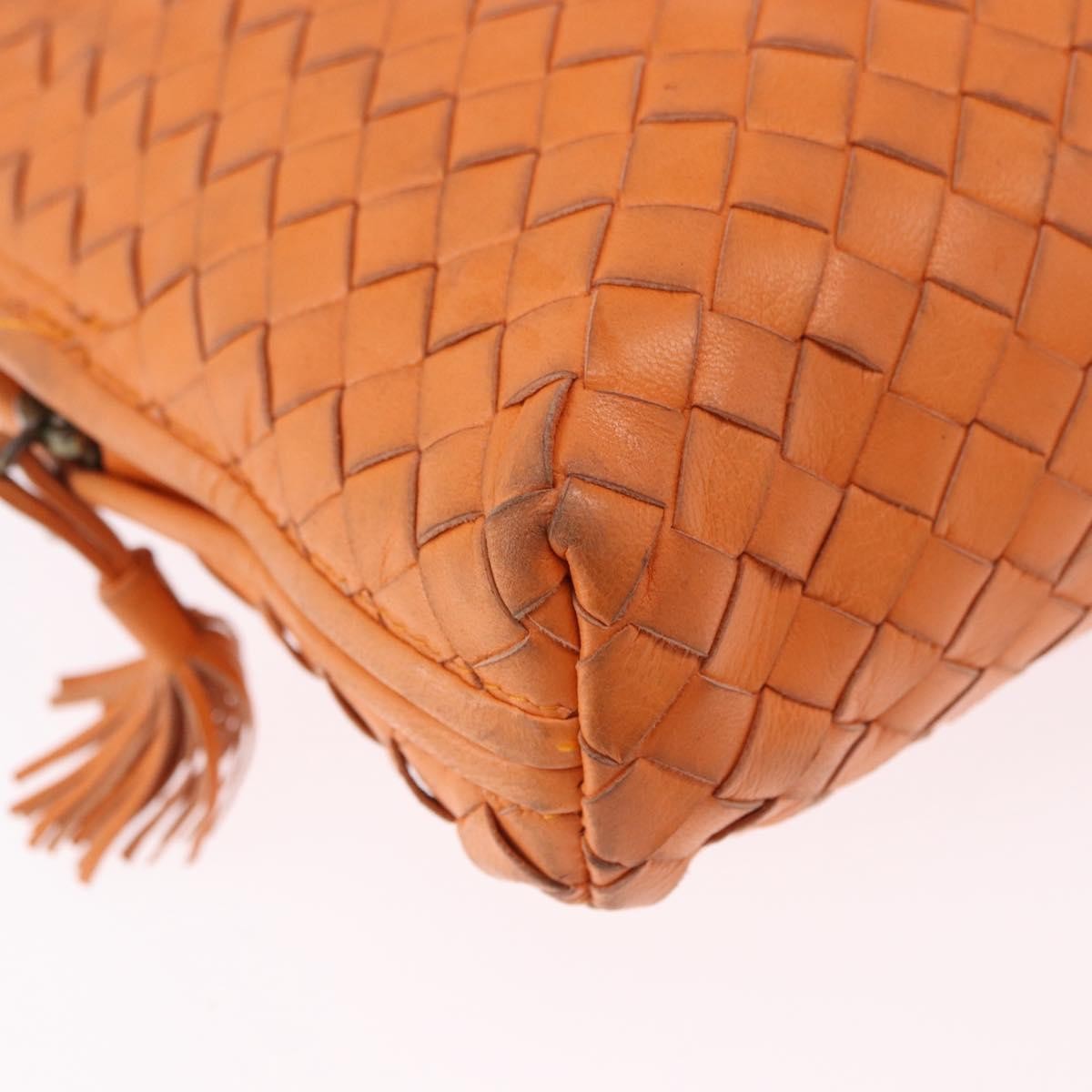 Bottega Veneta Nodini Intrecciato Nappa Orange Leather Shoulder Bag Bag (Pre-Owned)