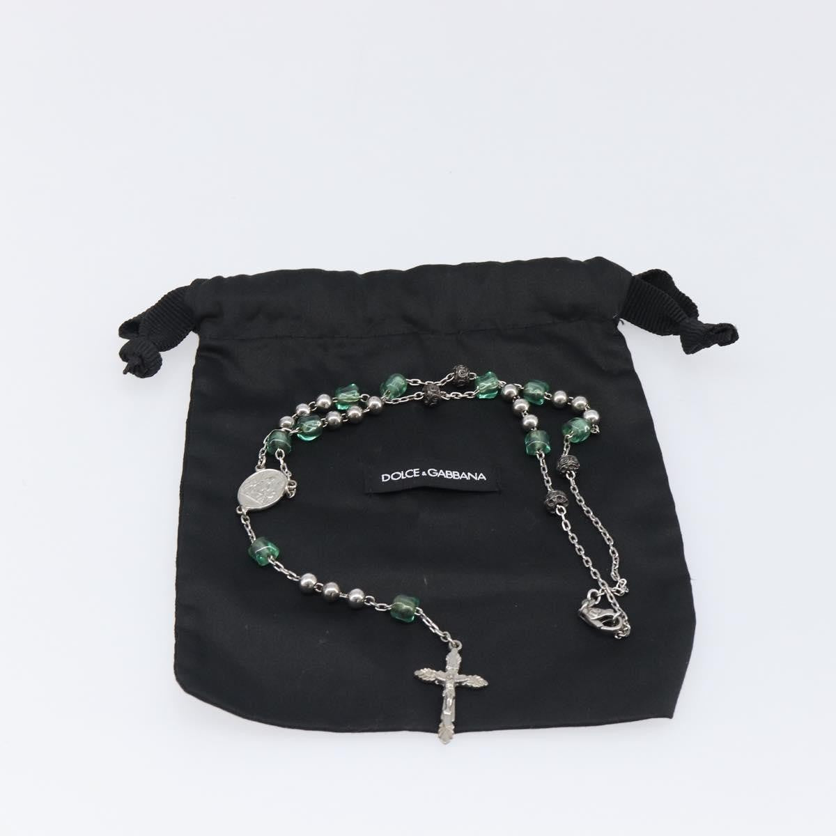 Dolce & Gabbana Cross Pendant Metal With Crystals, Enamel And Faux Pearls Silver Metal Necklace Jewelry (Pre-Owned)