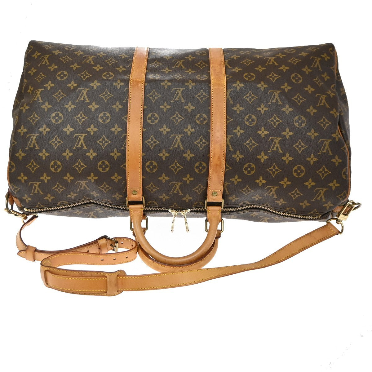 Louis Vuitton Keepall Bandoulière Monogram Brown Leather Travel Bag Bag (Pre-Owned)