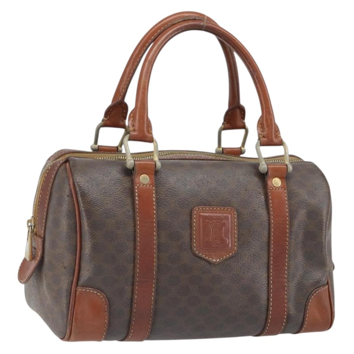 Celine Vintage Macadam Shopper Coated Canvas Brown Pvc Tote Bag Bag (Pre-Owned)