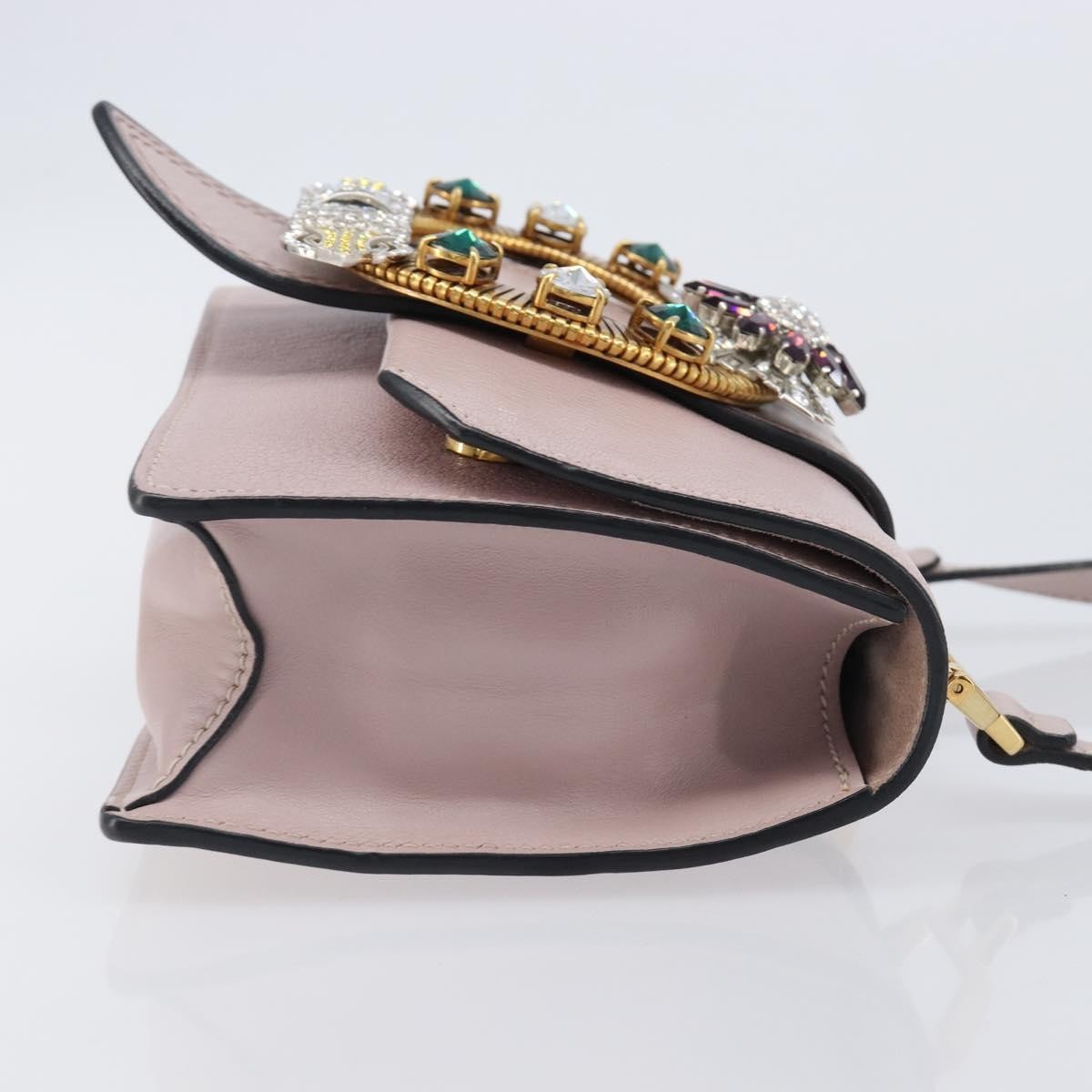 Miu Miu Madras Crystal Flap Leather Pink Leather Crossbody Bag Bag (Pre-Owned)
