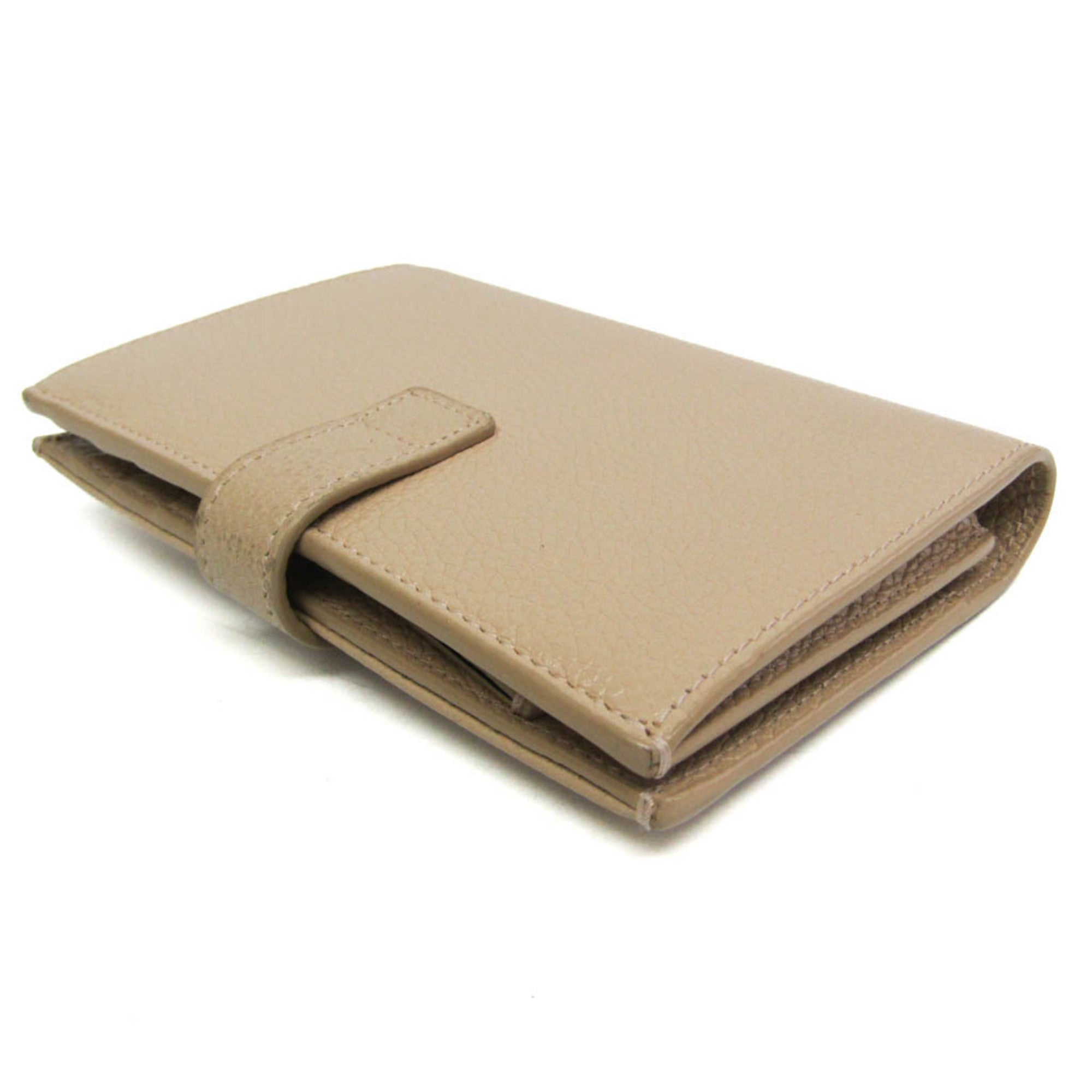 Saint Laurent Sac De Jour Souple Card Case Leather Beige Leather Wallets Accessory (Pre-Owned)
