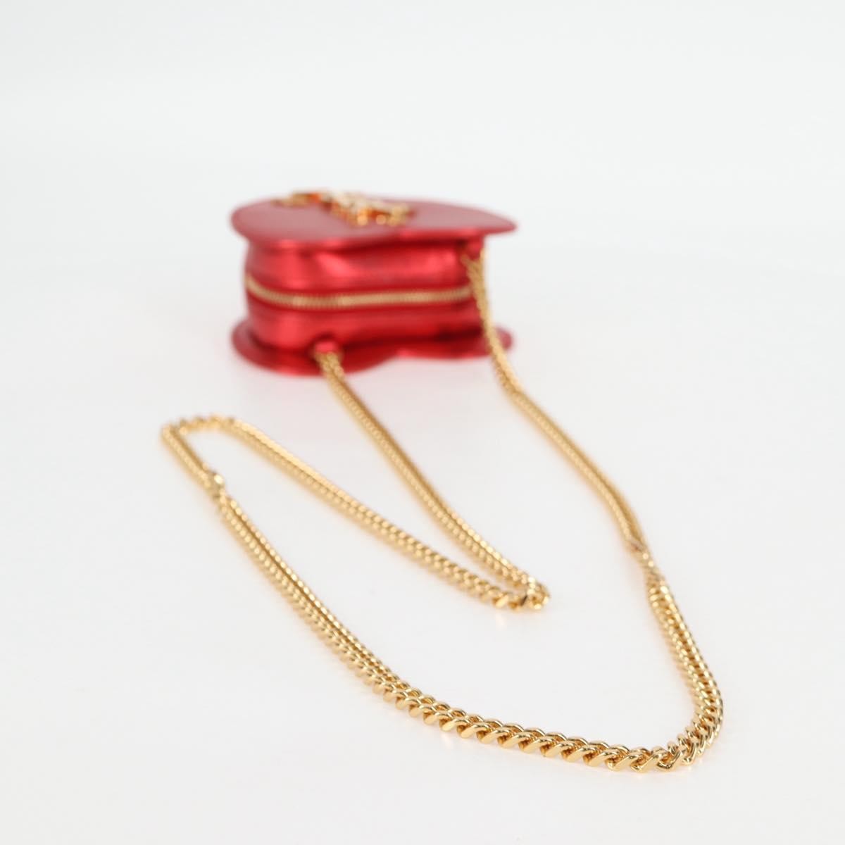 Saint Laurent Love Heart Chain Leather Red Leather Shoulder Bag Bag (Pre-Owned)