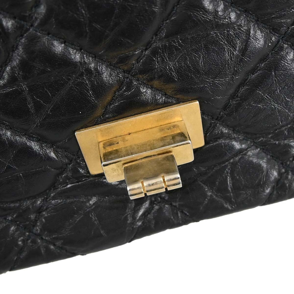 Chanel Reissue 2.55 Flap Quilted Aged Calfskin Black Calfskin Handbag (Pre-Owned)