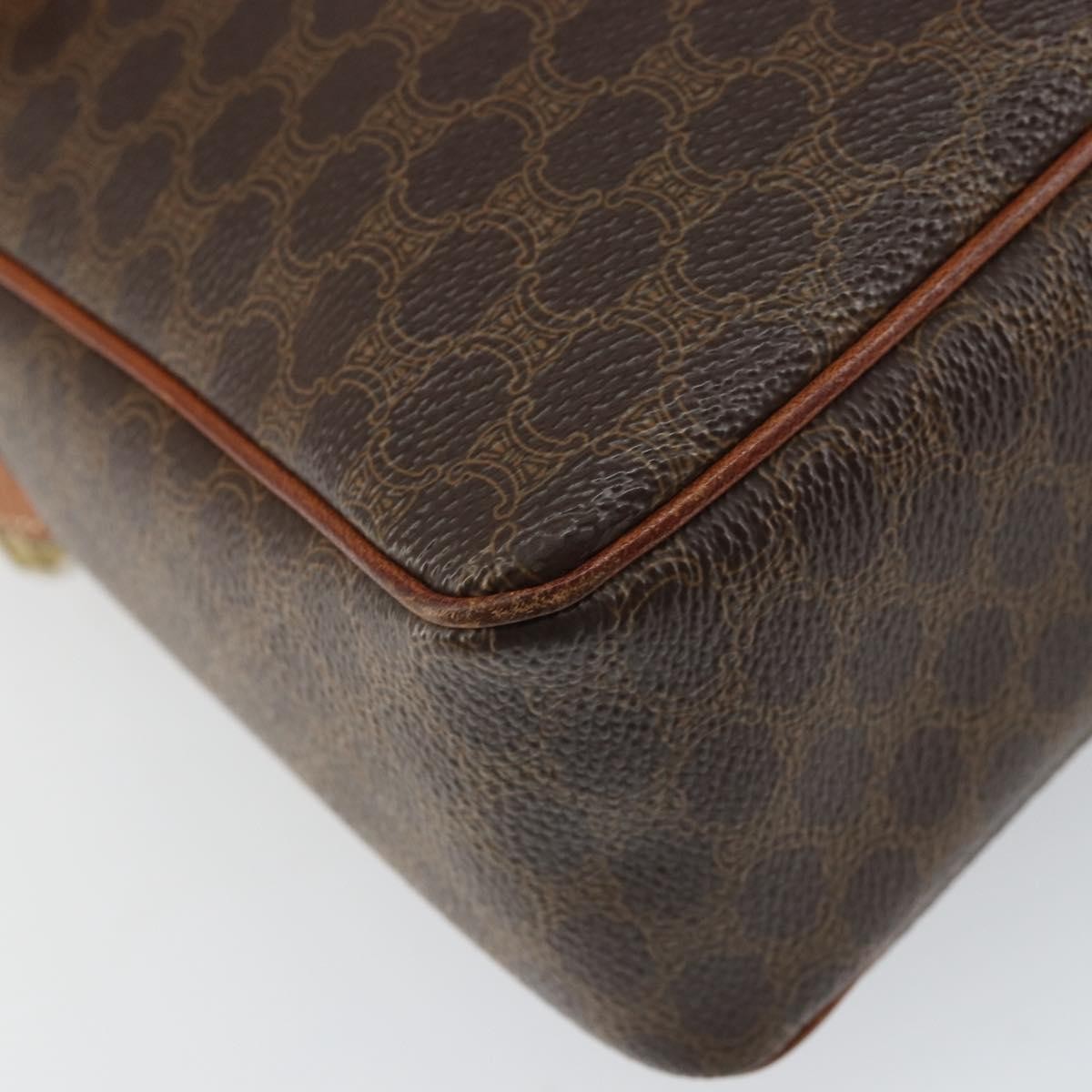 Celine Vintage Macadam Canvas And Leather Brown Canvas Shoulder Bag Bag (Pre-Owned)