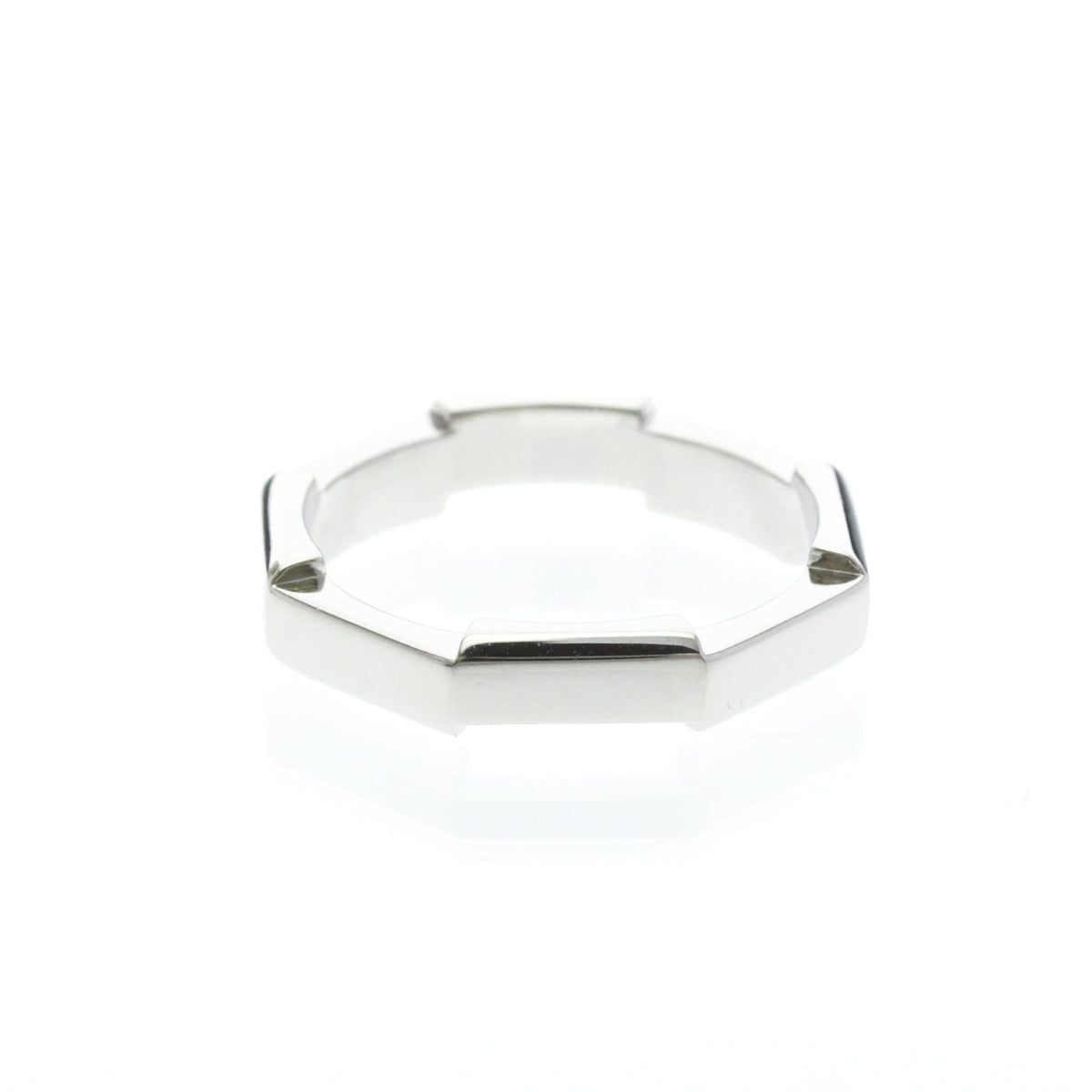 Gucci Link To Love Mirrored Platinum Silver Platinum Ring Jewelry (Pre-Owned)
