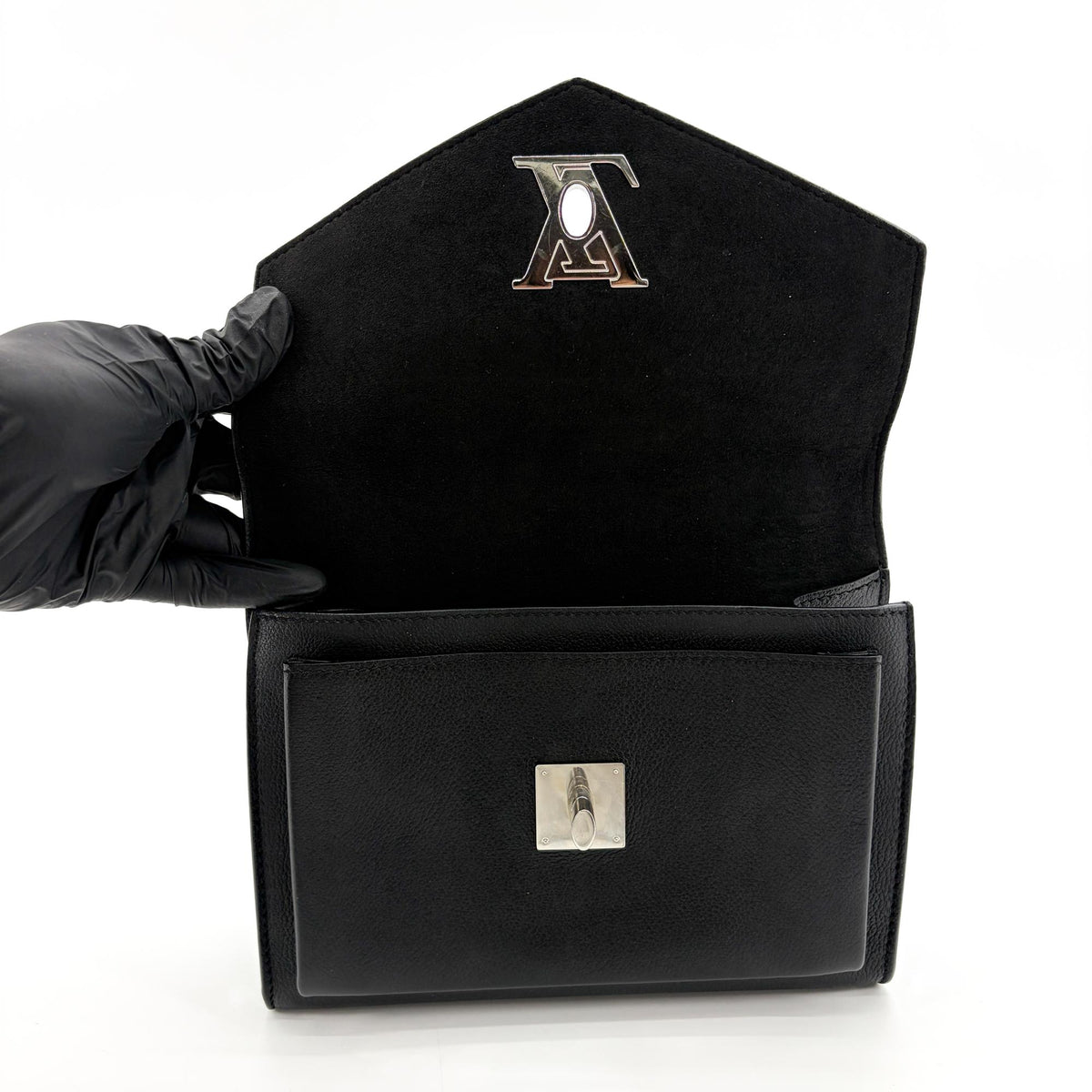 Louis Vuitton Mylockme Monochrome Leather Black Leather Handbag (Pre-Owned)